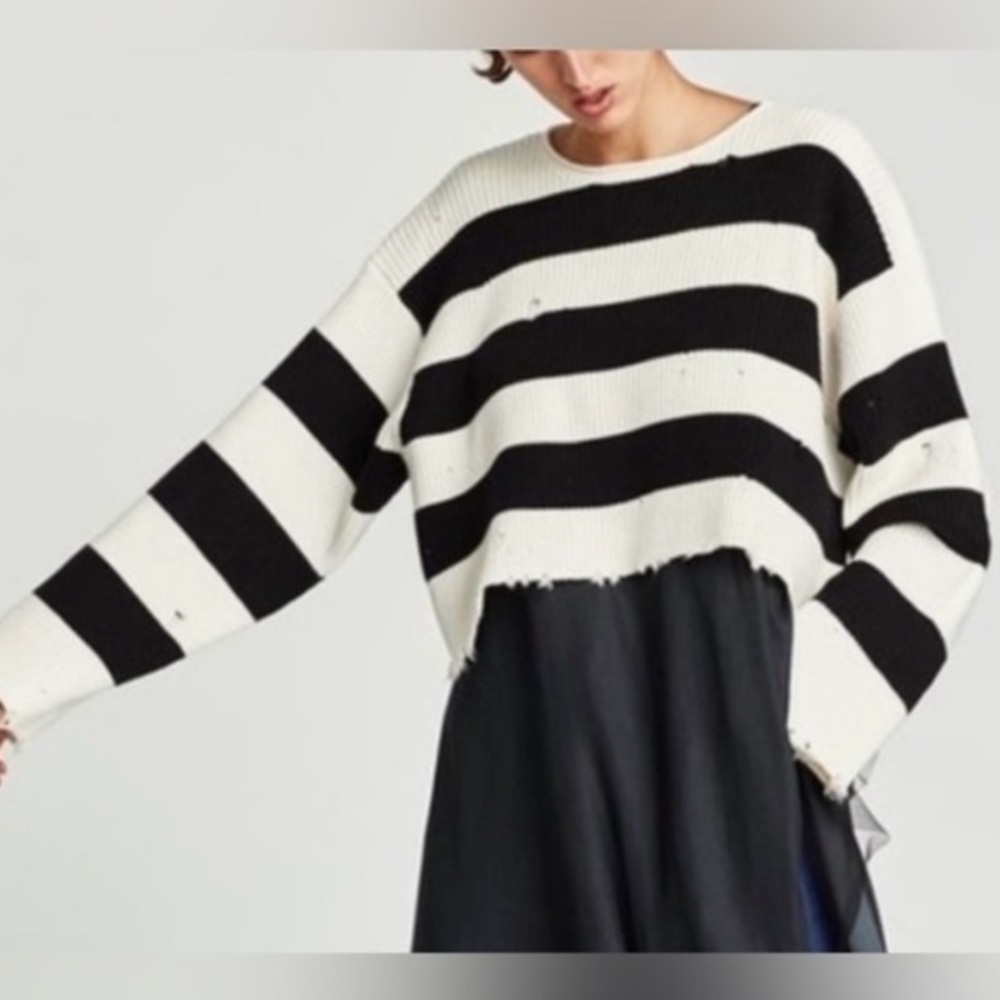 ZARA striped cropped sweater